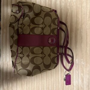 Coach Brown and Pink Signature Tote Bag